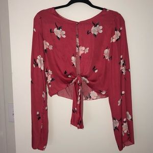 Coral Floral Crop Top